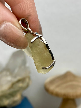 Libyan Desert Glass in Sterling Silver Pendant from Curious Muse Crystals Tagged with desert glass, hide-notify-btn, libya, necklace, Pendant, sterling silver, tektite, yellow