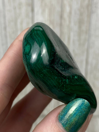 Malachite High Grade Polished Chunk from Curious Muse Crystals Tagged with Copper Stone, Crystal Healing, Dark Green Stone, Genuine Crystal, green, Hearth Chakra, hide-notify-btn, high grade, Malachite, Manifestation, Mineral Collection, Natural Mineral, polished, Raw Mineral