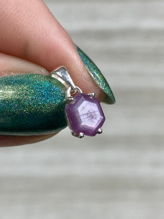 Ruby Facet in Sterling Silver Pendant from Curious Muse Crystals Tagged with asterism, corundum, crystal healing, Crystal Jewelry, energy work, hide-notify-btn, pink, red, ruby, Sterling, sterling silver
