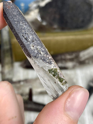 Quartz with Hematite and Lithium inclusions | Afghanistan from Curious Muse Crystals Tagged with Afghanistan, hematite, hematite red quartz, Laser quartz, lithium, Lithium quartz, Specular hematite