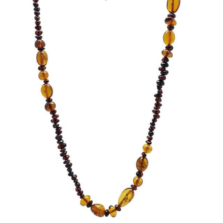 Amber Beaded Necklace | 26 inch Twist Closure from Curious Muse Crystals Tagged with amber, beaded necklace, brown, Crystal healing, crystal necklace, fine mineral, fossil, fossilized amber, genuine crystal, mineral specimen, necklace, real amber