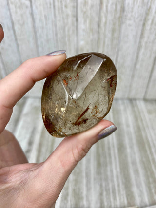 Rutile Smoky Quartz Semi-Polished Free Form High Grade from Curious Muse Crystals Tagged with clear, clear brazil quartz, crystal energy, crystal lens, genuine crystal, hide-notify-btn, polished, quartz, reiki crystal, reiki healing, rutile