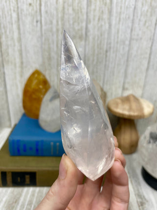 Brazilian Quartz Flame - Smoky Layers from Curious Muse Crystals Tagged with brazil, carving, clear, clear quartz, crystal, flame, hide-notify-btn, polished, quartz, tower