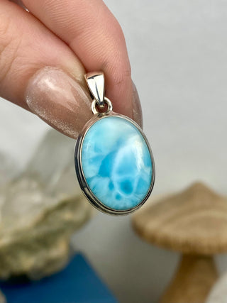 Larimar in Sterling Silver Pendant from Curious Muse Crystals Tagged with blue, crystal healing, Crystal Jewelry, energy work, hide-notify-btn, larimar, Sterling, sterling silver