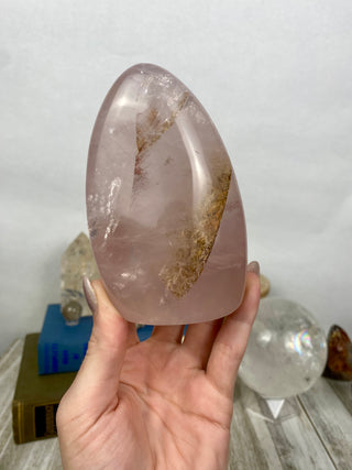 Rose Quartz Free Form with Stunning Dendrites from Curious Muse Crystals Tagged with dendrites, hide-notify-btn, pink, rose quartz, self care, self love