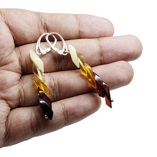 Amber Ombre Beaded Earrings | Sterling Silver from Curious Muse Crystals Tagged with amber, beaded necklace, brown, Crystal healing, crystal necklace, fine mineral, fossil, fossilized amber, genuine crystal, mineral specimen, necklace, real amber
