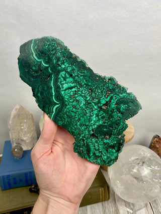 Malachite Polished Slab | Unique Patterns from Curious Muse Crystals Tagged with Copper Stone, Crystal Healing, Dark Green Stone, Genuine Crystal, green, Hearth Chakra, hide-notify-btn, high grade, Malachite, Manifestation, Mineral Collection, Natural Mineral, polished, slab