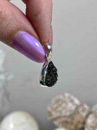 Moldavite in Sterling Silver Pendant | Genuine Tektite from Czech Republic from Curious Muse Crystals Tagged with clear, Crown crystal, crystal jewelry, genuine tektite, green, hide-notify-btn, moldavite, natural moldavite, sterling silver, tektite, Third eye stone, transformation