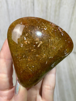 Rutile Quartz Polished Free Form High Grade from Curious Muse Crystals Tagged with clear, clear brazil quartz, crystal energy, crystal lens, genuine crystal, hide-notify-btn, polished, quartz, reiki crystal, reiki healing, rutile