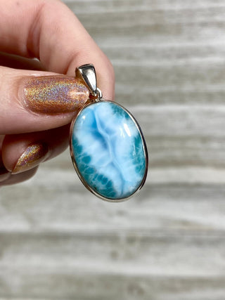 Larimar in Sterling Silver Pendant from Curious Muse Crystals Tagged with blue, crystal healing, Crystal Jewelry, energy work, hide-notify-btn, larimar, Sterling, sterling silver