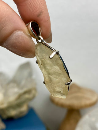 Libyan Desert Glass in Sterling Silver Pendant from Curious Muse Crystals Tagged with desert glass, hide-notify-btn, libya, necklace, Pendant, sterling silver, tektite, yellow