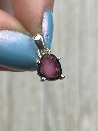 Tourmaline in Sterling Silver Pendant from Curious Muse Crystals Tagged with crystal healing, Crystal Jewelry, energy work, hide-notify-btn, pink, red, Sterling, sterling silver, tourmaline