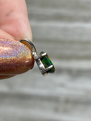 Black Opal in Sterling Silver Pendant from Curious Muse Crystals Tagged with black opal, crystal healing, Crystal Jewelry, energy work, flashy opal, hide-notify-btn, opal, opal crystal pendant, reiki crystal, Sterling, sterling silver, witchy jewelry
