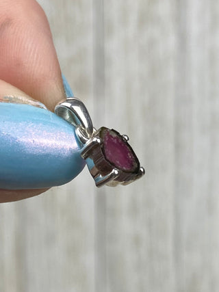Tourmaline in Sterling Silver Pendant from Curious Muse Crystals Tagged with crystal healing, Crystal Jewelry, energy work, hide-notify-btn, pink, red, Sterling, sterling silver, tourmaline