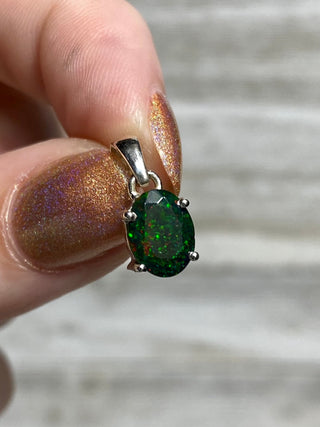 Black Opal in Sterling Silver Pendant from Curious Muse Crystals Tagged with black opal, crystal healing, Crystal Jewelry, energy work, flashy opal, hide-notify-btn, opal, opal crystal pendant, reiki crystal, Sterling, sterling silver, witchy jewelry
