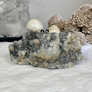 Apophyllite on Chalcedony with Tan Inclusions | India from Curious Muse Crystals Tagged with apophyllite, chalcedony, clear, hide-notify-btn, raw, raw mineral, zeolite