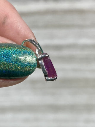 Ruby Facet in Sterling Silver Pendant from Curious Muse Crystals Tagged with asterism, corundum, crystal healing, Crystal Jewelry, energy work, hide-notify-btn, pink, red, ruby, Sterling, sterling silver