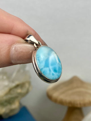 Larimar in Sterling Silver Pendant from Curious Muse Crystals Tagged with blue, crystal healing, Crystal Jewelry, energy work, hide-notify-btn, larimar, Sterling, sterling silver