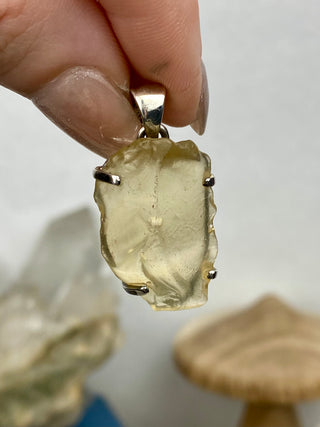 Libyan Desert Glass in Sterling Silver Pendant from Curious Muse Crystals Tagged with desert glass, hide-notify-btn, libya, necklace, Pendant, sterling silver, tektite, yellow