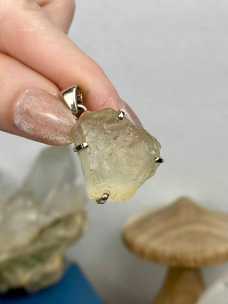 Libyan Desert Glass in Sterling Silver Pendant from Curious Muse Crystals Tagged with desert glass, hide-notify-btn, libya, necklace, Pendant, sterling silver, tektite, yellow