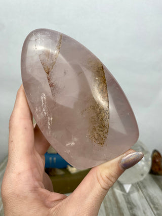 Rose Quartz Free Form with Stunning Dendrites from Curious Muse Crystals Tagged with dendrites, hide-notify-btn, pink, rose quartz, self care, self love