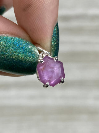 Ruby Facet in Sterling Silver Pendant from Curious Muse Crystals Tagged with asterism, corundum, crystal healing, Crystal Jewelry, energy work, hide-notify-btn, pink, red, ruby, Sterling, sterling silver