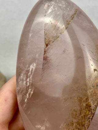 Rose Quartz Free Form with Stunning Dendrites from Curious Muse Crystals Tagged with dendrites, hide-notify-btn, pink, rose quartz, self care, self love