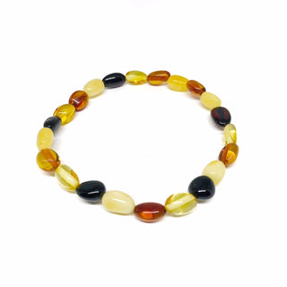 Amber Stretch Bracelet | Tricolor Coin Bead from Curious Muse Crystals Tagged with amber, bracelet, brown, crystal bracelet, Crystal healing, crystal jewelry, fine mineral, fossil, fossilized amber, gemstone bracelet, genuine crystal, mineral specimen, real amber, stretch bracelet