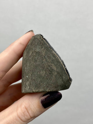 Black Galaxy Amethyst Cut Base | Brazil from Curious Muse Crystals Tagged with amethyst, black, cut base amethyst, extra dark amethyst, goethite amethyst, hematite amethyst, hide-notify-btn, purple, raw, unique amethyst