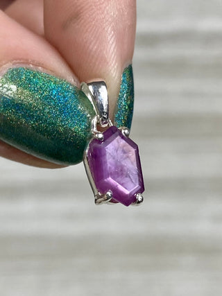 Ruby Facet in Sterling Silver Pendant from Curious Muse Crystals Tagged with asterism, corundum, crystal healing, Crystal Jewelry, energy work, hide-notify-btn, pink, red, ruby, Sterling, sterling silver