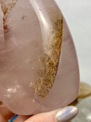 Rose Quartz Free Form with Stunning Dendrites from Curious Muse Crystals Tagged with dendrites, hide-notify-btn, pink, rose quartz, self care, self love