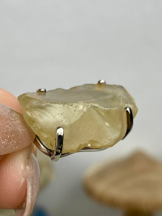Libyan Desert Glass in Sterling Silver Pendant from Curious Muse Crystals Tagged with desert glass, hide-notify-btn, libya, necklace, Pendant, sterling silver, tektite, yellow
