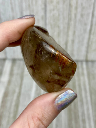 Rutile Smoky Quartz Semi-Polished Free Form High Grade from Curious Muse Crystals Tagged with clear, clear brazil quartz, crystal energy, crystal lens, genuine crystal, hide-notify-btn, polished, quartz, reiki crystal, reiki healing, rutile