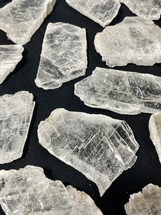 Selenite Raw Slices from Curious Muse Crystals Tagged with china, clear, crystal, raw, raw selenite, selenite