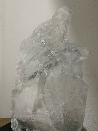 Selenite Raw Specimen Large on Wood Base | Brazil from Curious Muse Crystals Tagged with brazil, clear, crystal, fine mineral, hide-notify-btn, on stand, raw mineral, raw selenite, selenite