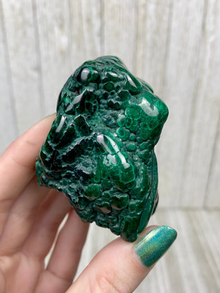 Malachite High Grade Polished Chunk from Curious Muse Crystals Tagged with Copper Stone, Crystal Healing, Dark Green Stone, Genuine Crystal, green, Hearth Chakra, hide-notify-btn, high grade, Malachite, Manifestation, Mineral Collection, Natural Mineral, polished, Raw Mineral