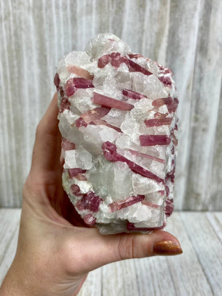 Pink Rubellite Tourmaline in Albite | Brazil from Curious Muse Crystals Tagged with Albite, brazil, hide-notify-btn, pink, raw, rubellite, tourmaline