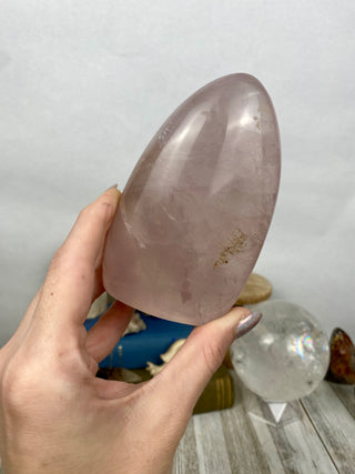 Rose Quartz Free Form with Stunning Dendrites from Curious Muse Crystals Tagged with dendrites, hide-notify-btn, pink, rose quartz, self care, self love