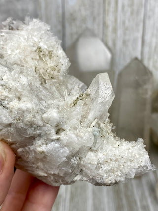 Danburite Raw Crystal Large Cluster with Calcite | Caracas, Mexico from Curious Muse Crystals Tagged with clear, crown chakra, Crystal healing, danburite, hide-notify-btn, pink, raw, raw crystal