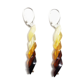 Amber Ombre Beaded Earrings | Sterling Silver from Curious Muse Crystals Tagged with amber, beaded necklace, brown, Crystal healing, crystal necklace, fine mineral, fossil, fossilized amber, genuine crystal, mineral specimen, necklace, real amber