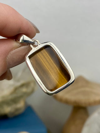 Tiger's Eye in Sterling Silver Pendant from Curious Muse Crystals Tagged with confidence, confidence crystal, hide-notify-btn, necklace, Pendant, solar plexus, solar plexus chakra, solar plexus work, sterling silver, tiger eye, tigers eye, yellow