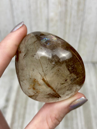 Rutile Smoky Quartz Semi-Polished Free Form High Grade from Curious Muse Crystals Tagged with clear, clear brazil quartz, crystal energy, crystal lens, genuine crystal, hide-notify-btn, polished, quartz, reiki crystal, reiki healing, rutile