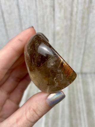 Rutile Smoky Quartz Semi-Polished Free Form High Grade from Curious Muse Crystals Tagged with clear, clear brazil quartz, crystal energy, crystal lens, genuine crystal, hide-notify-btn, polished, quartz, reiki crystal, reiki healing, rutile