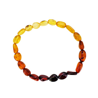 Amber Stretch Bracelet | Ombre Coin Bead from Curious Muse Crystals Tagged with amber, bracelet, brown, crystal bracelet, Crystal healing, crystal jewelry, fine mineral, fossil, fossilized amber, gemstone bracelet, genuine crystal, mineral specimen, real amber, stretch bracelet