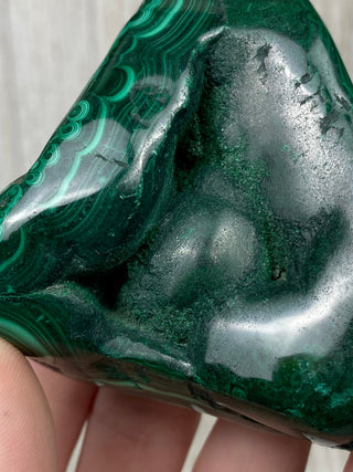 Malachite High Grade Polished Chunk from Curious Muse Crystals Tagged with Copper Stone, Crystal Healing, Dark Green Stone, Genuine Crystal, green, Hearth Chakra, hide-notify-btn, high grade, Malachite, Manifestation, Mineral Collection, Natural Mineral, polished, Raw Mineral