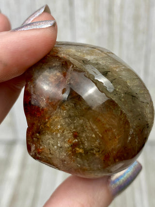 Rutile Inclusion Quartz Polished Free Form with Amphibole Phantoms from Curious Muse Crystals Tagged with clear, clear brazil quartz, crystal energy, crystal lens, genuine crystal, hide-notify-btn, polished, quartz, reiki crystal, reiki healing, rutile