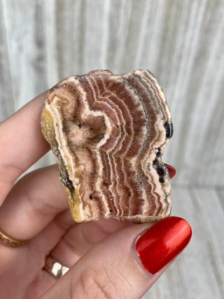 Rhodochrosite Slab from Argentina from Curious Muse Crystals Tagged with crystal, Crystal healing, crystal plate, hide-notify-btn, pink, pink crystal, reiki healing, rhodochrosite, slab, slice