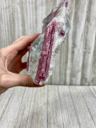 Pink Tourmaline in Albite with Lepidolite | Brazil from Curious Muse Crystals Tagged with Albite, brazil, hide-notify-btn, lepidolite, lithium, pink, raw, rubellite, tourmaline