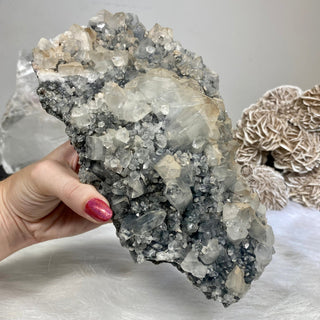 Apophyllite on Chalcedony with Tan Inclusions | India from Curious Muse Crystals Tagged with apophyllite, chalcedony, clear, hide-notify-btn, raw, raw mineral, zeolite