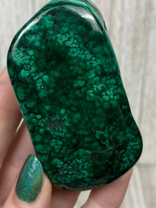 Malachite High Grade Polished Chunk from Curious Muse Crystals Tagged with Copper Stone, Crystal Healing, Dark Green Stone, Genuine Crystal, green, Hearth Chakra, hide-notify-btn, high grade, Malachite, Manifestation, Mineral Collection, Natural Mineral, polished, Raw Mineral